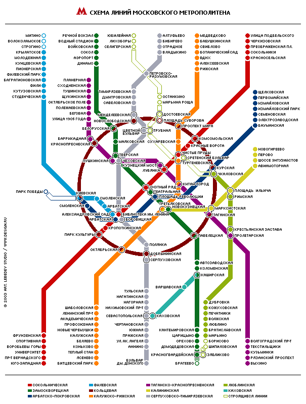Схема линий московского метрополитена